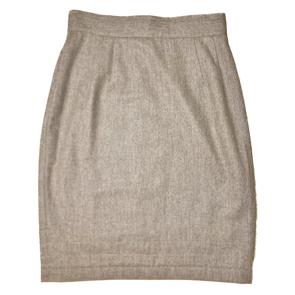 State of Claude Montana Designer Wool Skirt Vintage 1980s  Beige Gray Grey Sz 10